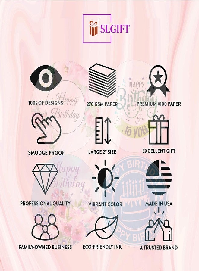 SLGIFT Vinyl Happy Birthday Theme Sticker, Self-Adhesive Vinyl Stickers, 40 Pieces, 2 x 2 Inches Round Sticker, 4 Unique Designs, R200 - Image 5